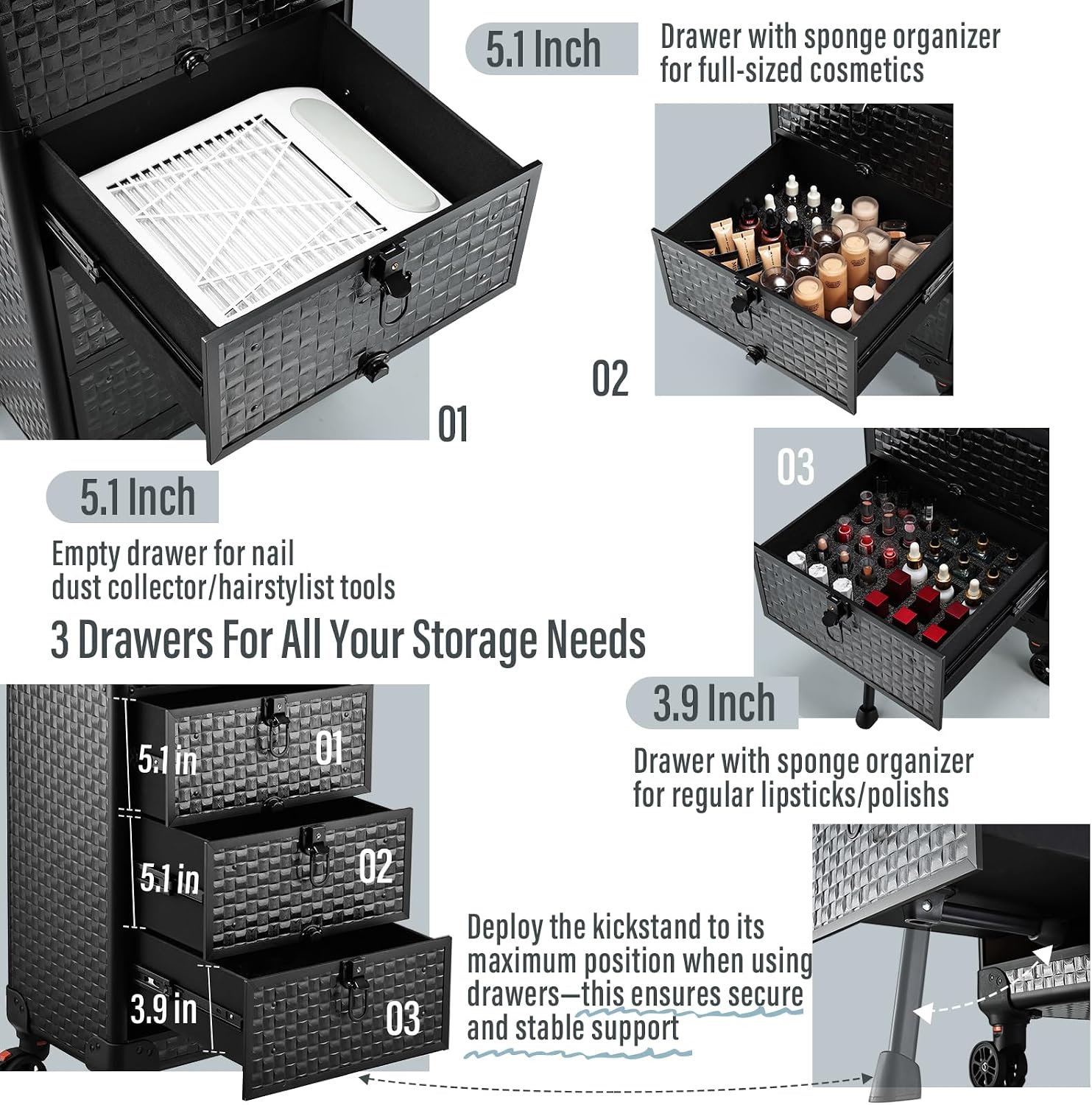 Rolling Salon Cart with 3 Draw - đánh giá và giá Spa & Wellness Zámeček Petrovice